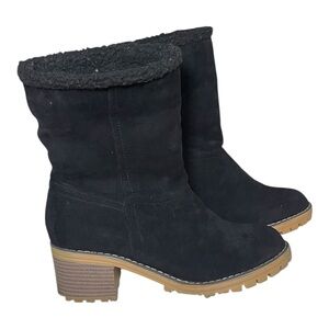 Faux Sherpa lined Black Winter Boots for Women